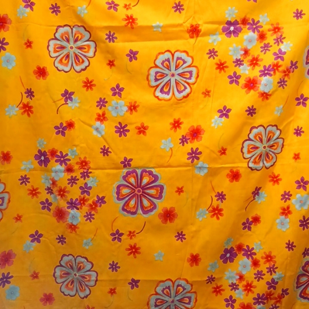 Colourful yellow floral boho like fabric for sewing / quilting / crafting 5124